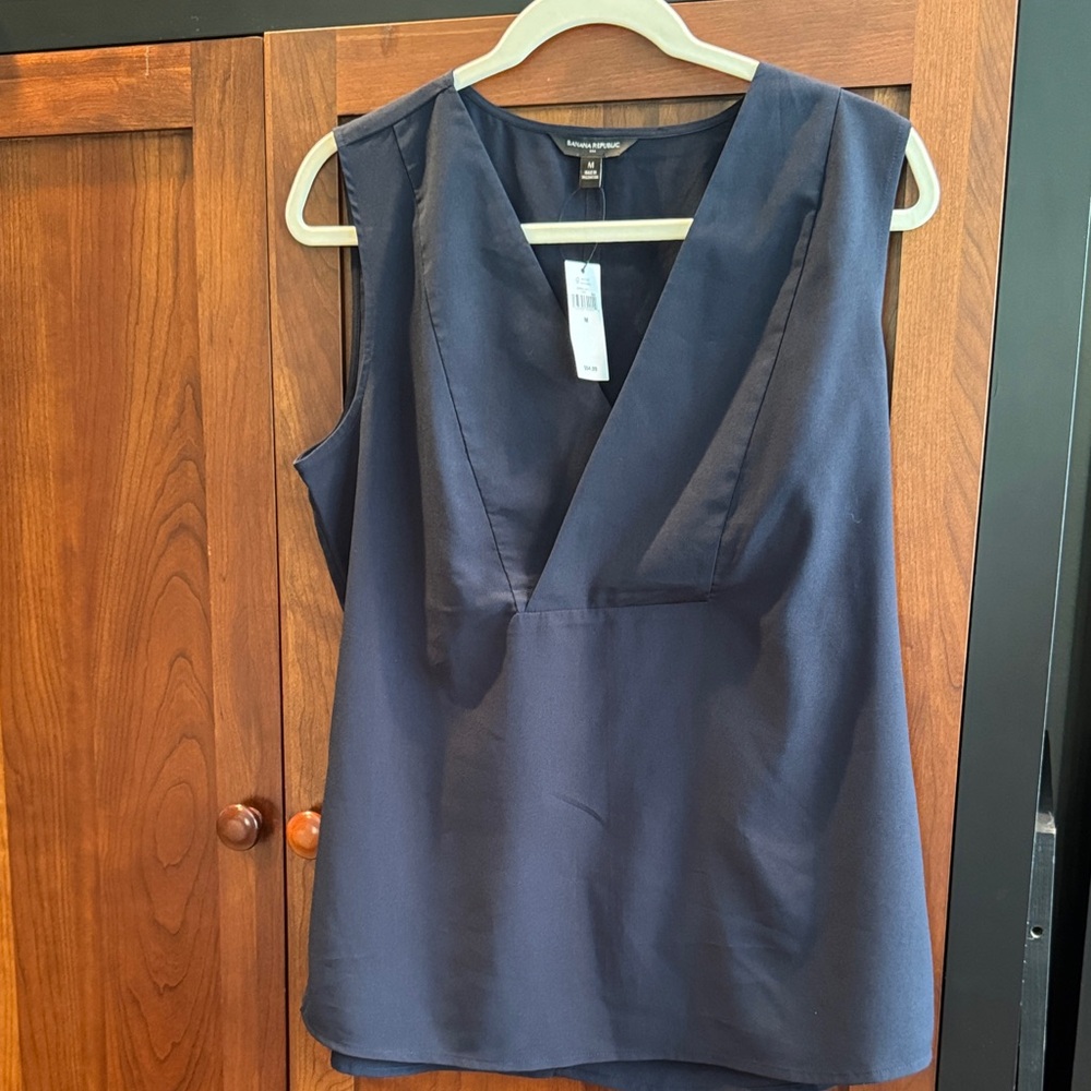 Banana Republic Deep Blue V-Neck Blouse